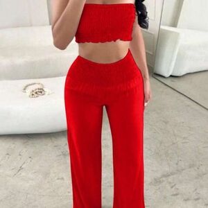 Red Strapless Two-Piece Set